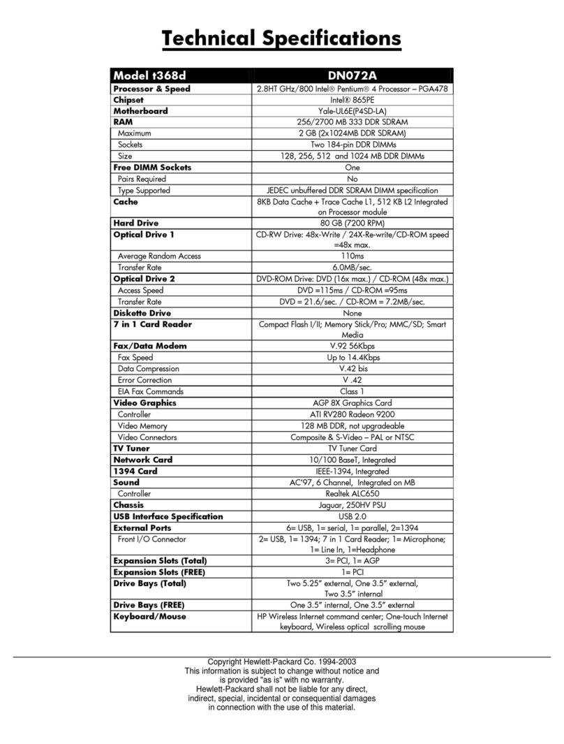 HP Pavilion t368 User manual