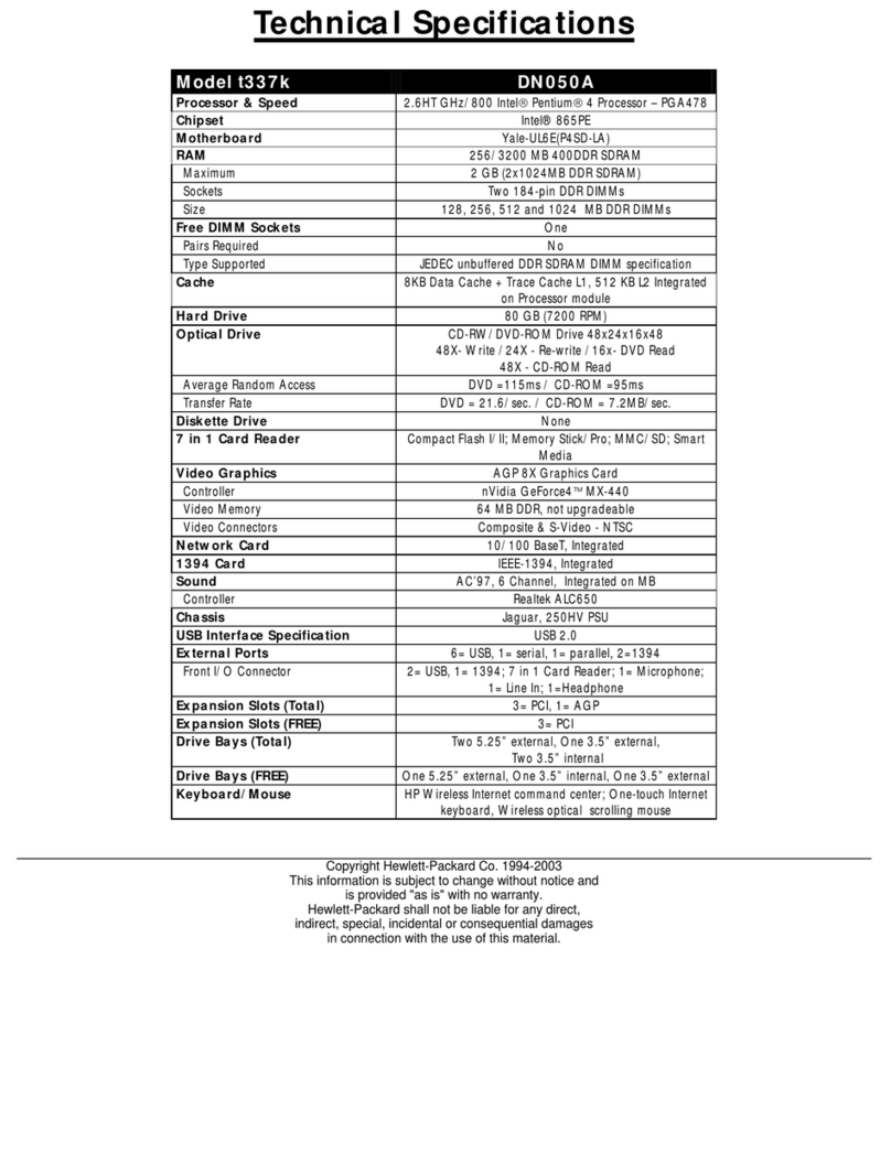 HP Pavilion t337k User manual