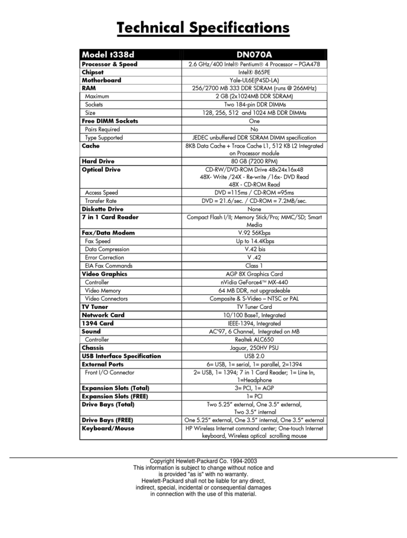 HP Pavilion t338d User manual