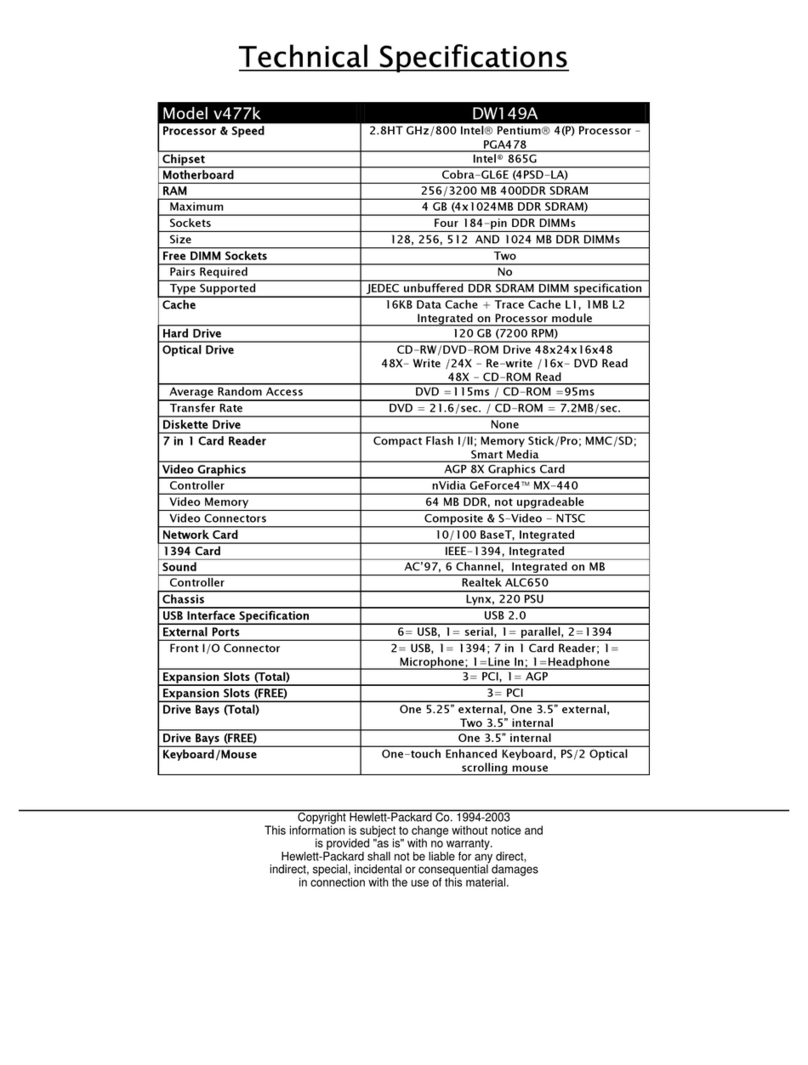 HP Pavilion v400 - Desktop PC User manual