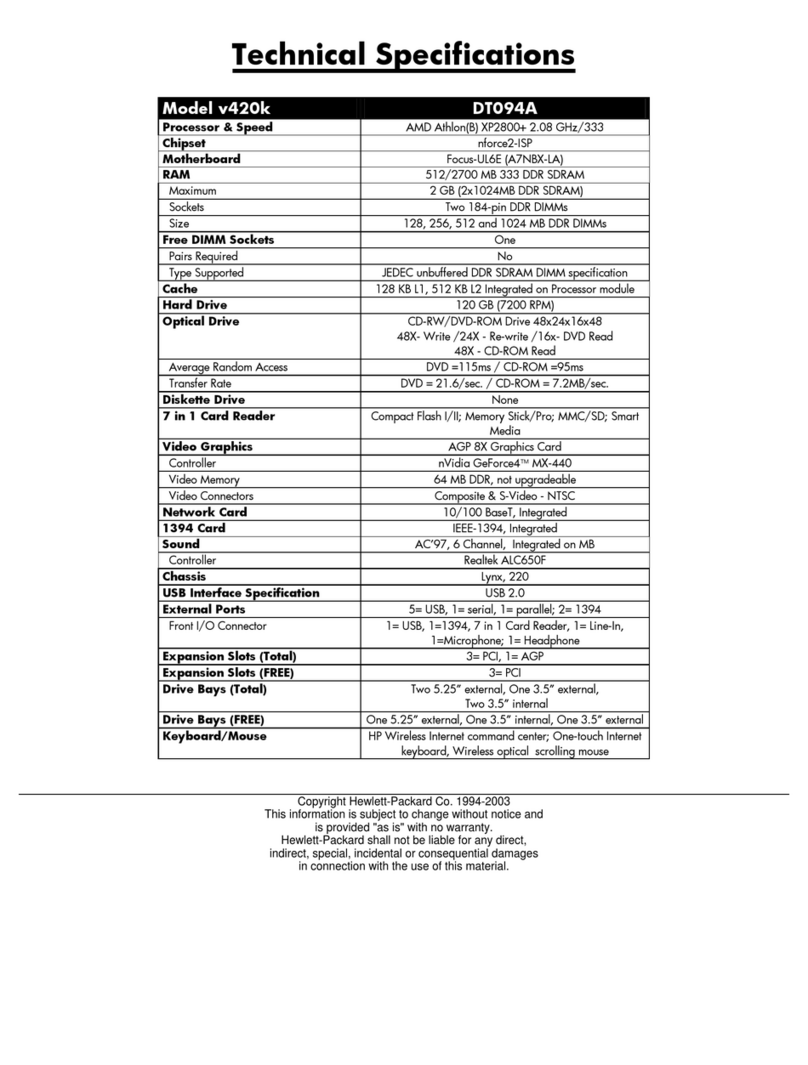 HP Pavilion v400 - Desktop PC User manual