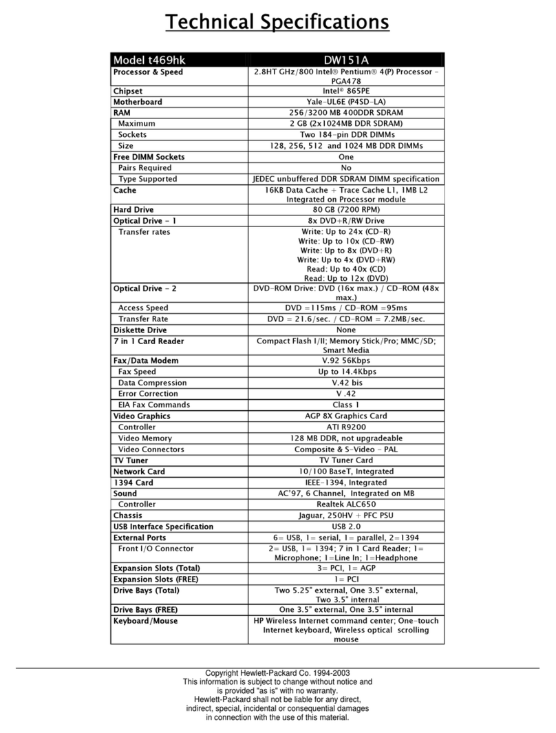 HP Pavilion t469 User manual