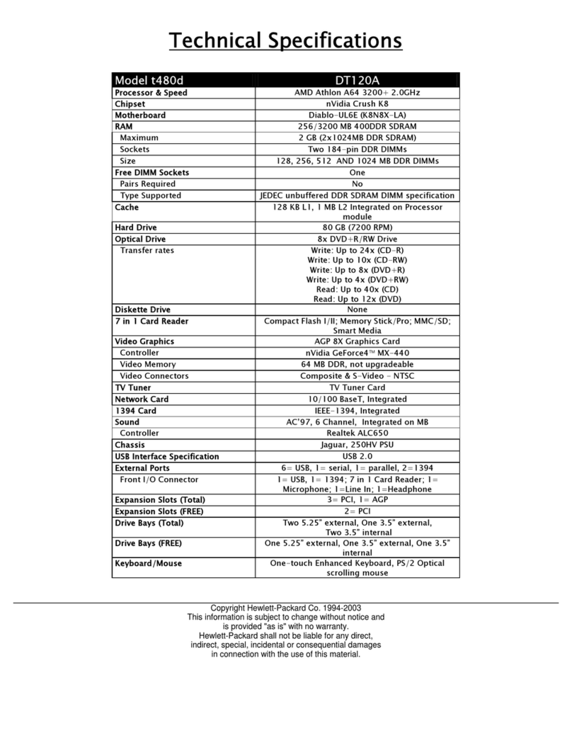 HP Pavilion t480 User manual