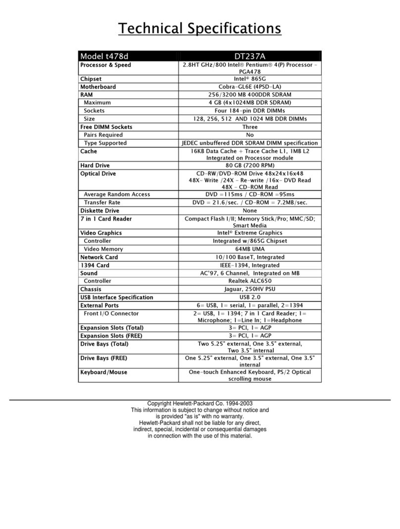 HP Pavilion t478d User manual