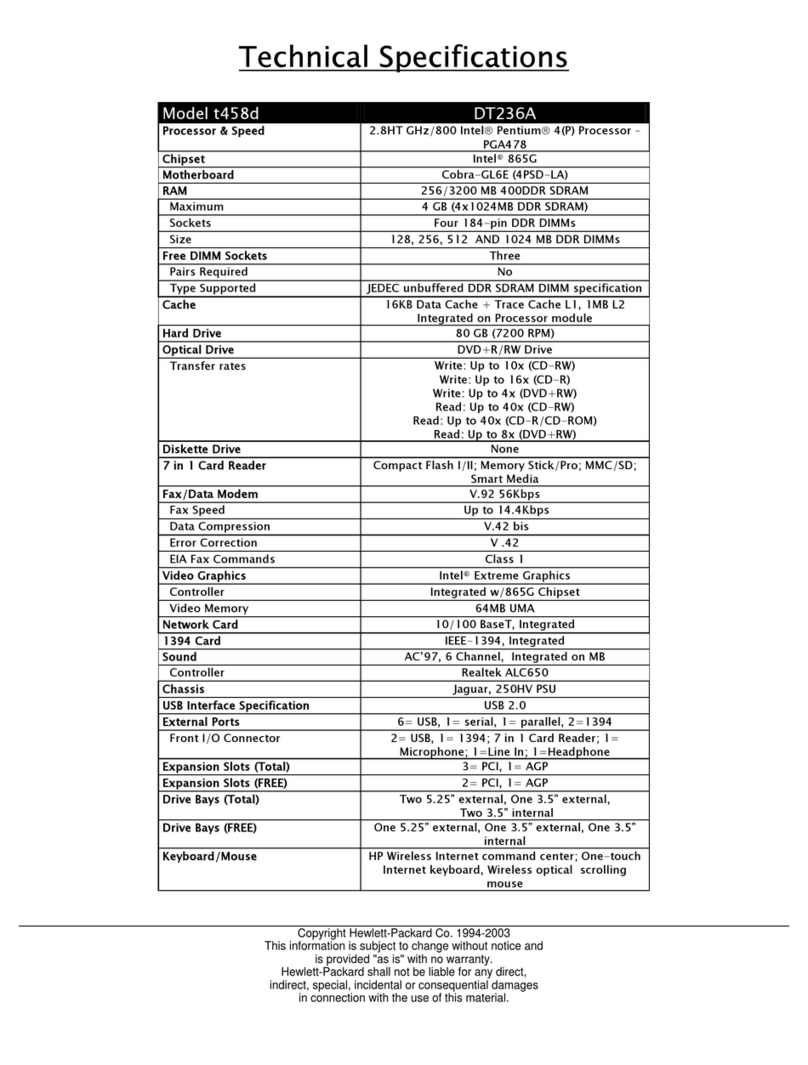 HP Pavilion t458d User manual