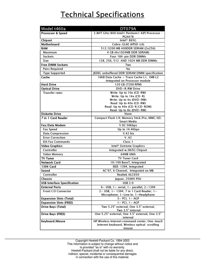 HP Pavilion t460 User manual