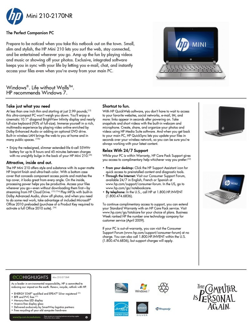 HP Mini 210-2170 User manual