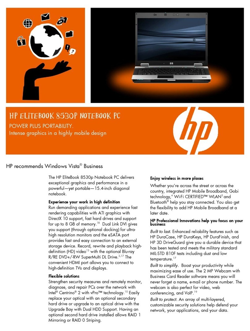 HP 8530p - EliteBook - Core 2 Duo 2.4 GHz User manual