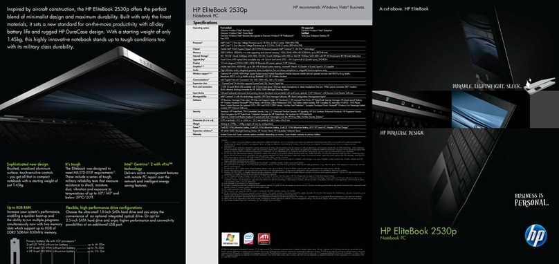 HP 2530p - EliteBook - Core 2 Duo 2.13 GHz User manual