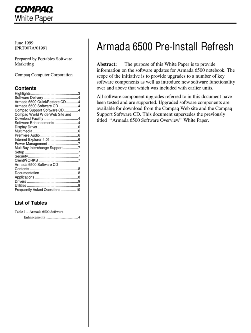 Compaq Armada 6500 Quick reference guide Compaq Armada 6500 Quick reference guide