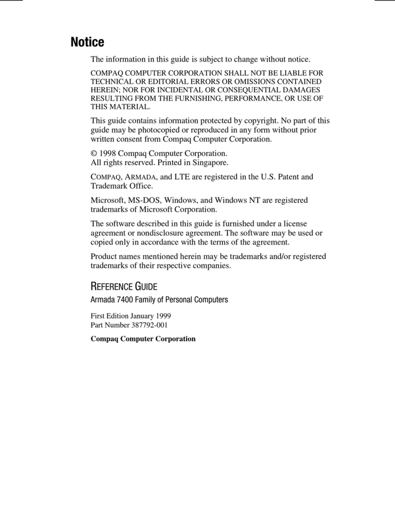 Compaq 7400 - Armada - PII 366 MHz User manual