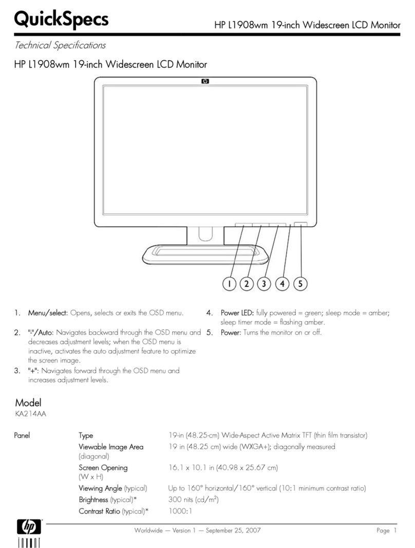 HP L1908wm - 19" LCD Monitor User instructions