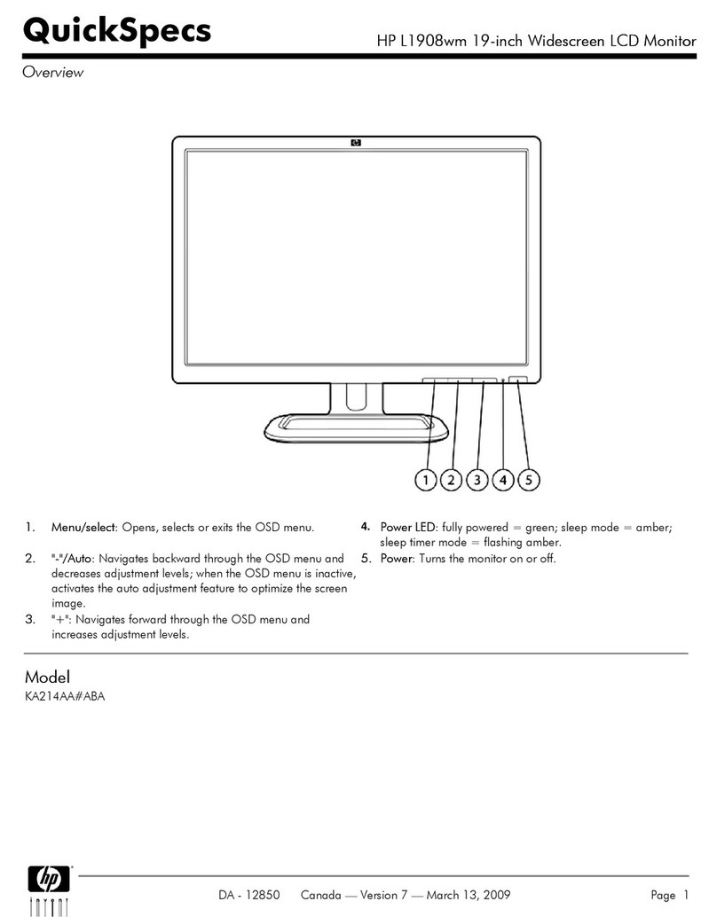 HP L1908wm - 19" LCD Monitor User instructions HP L1908wm - 19" LCD Monitor User instructions