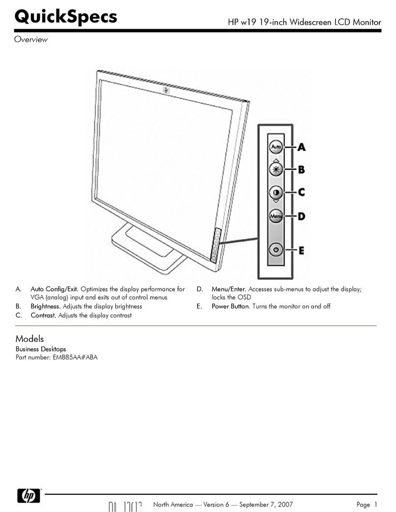 HP w19e - Widescreen LCD Monitor User instructions