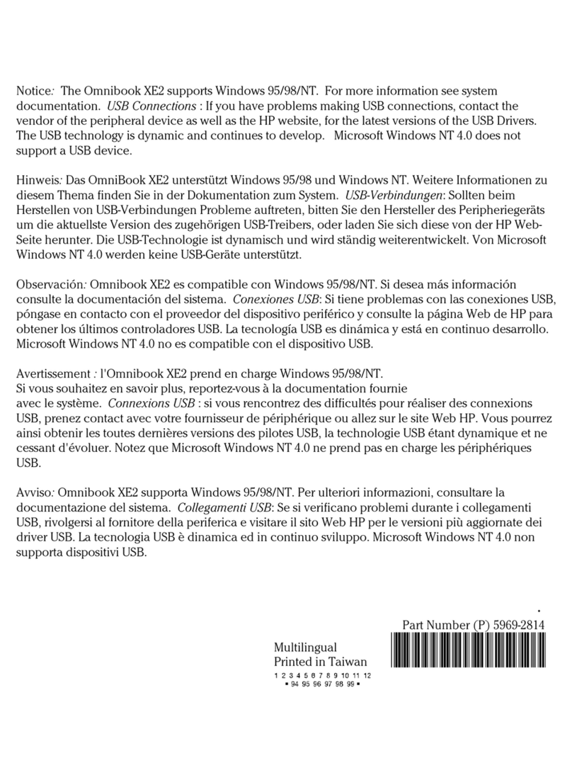 HP OmniBook XE2 Dimensions