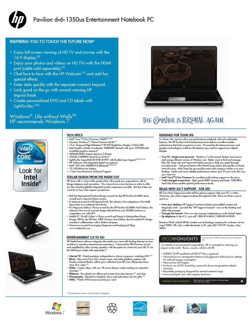 HP Pavilion DV6-1350 User manual HP Pavilion DV6-1350 User manual