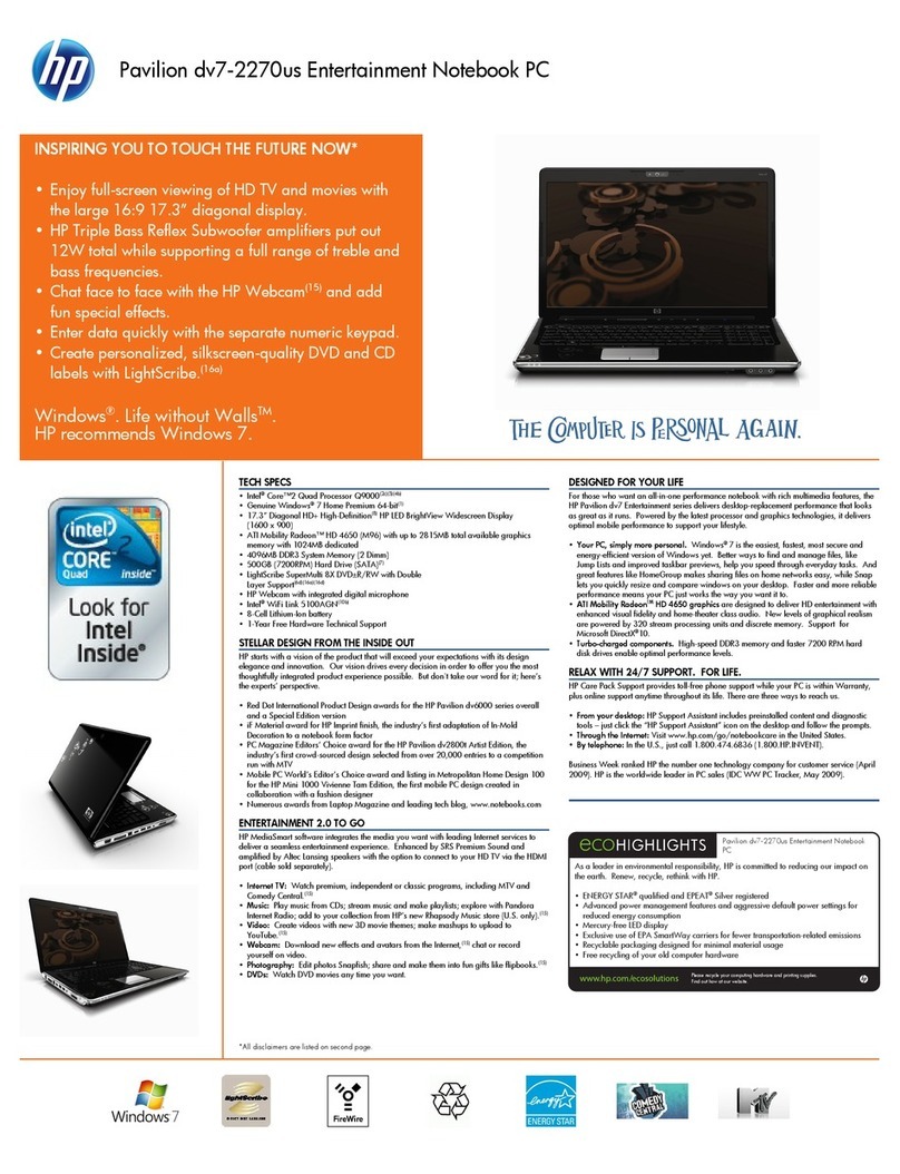 HP Pavilion DV7-2270 User manual