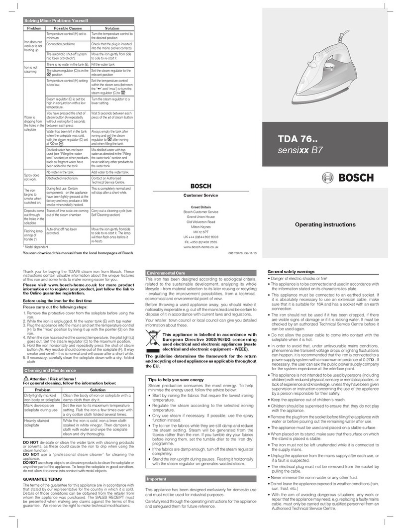 Bosch sensixx B7 operating instructions