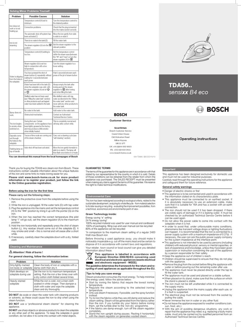 Bosch TDA 56 series operating instructions