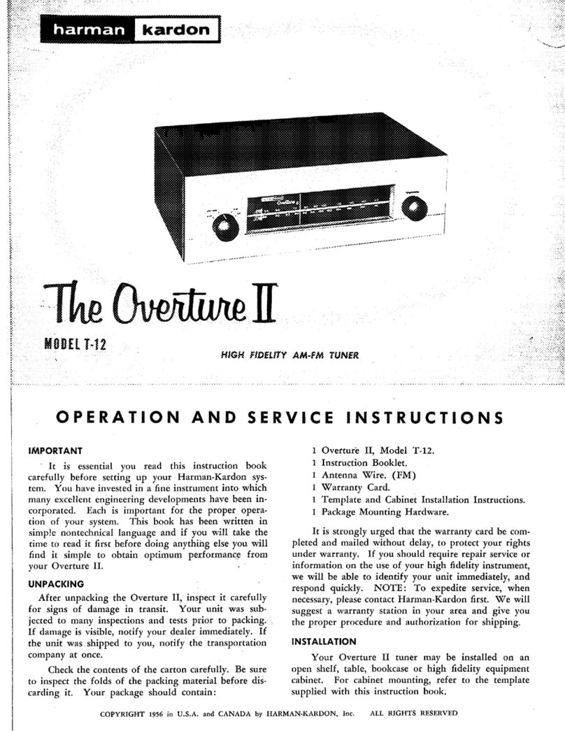 Harman Kardon T-12 Operating and service instructions