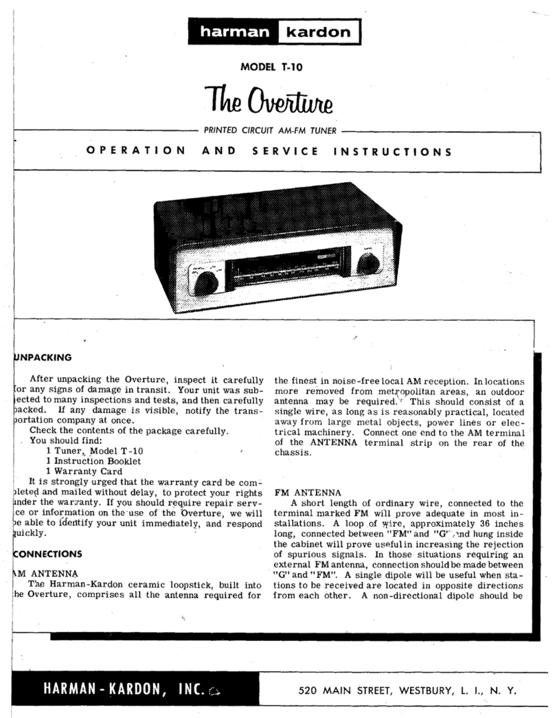 Harman Kardon The Overture T-10 Operation manual Harman Kardon The Overture T-10 Operation manual