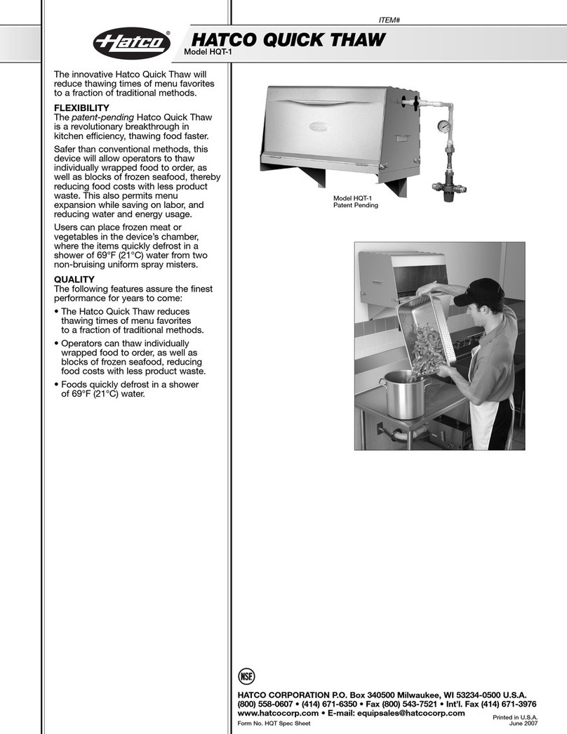 Hatco HQT-1 Specification sheet