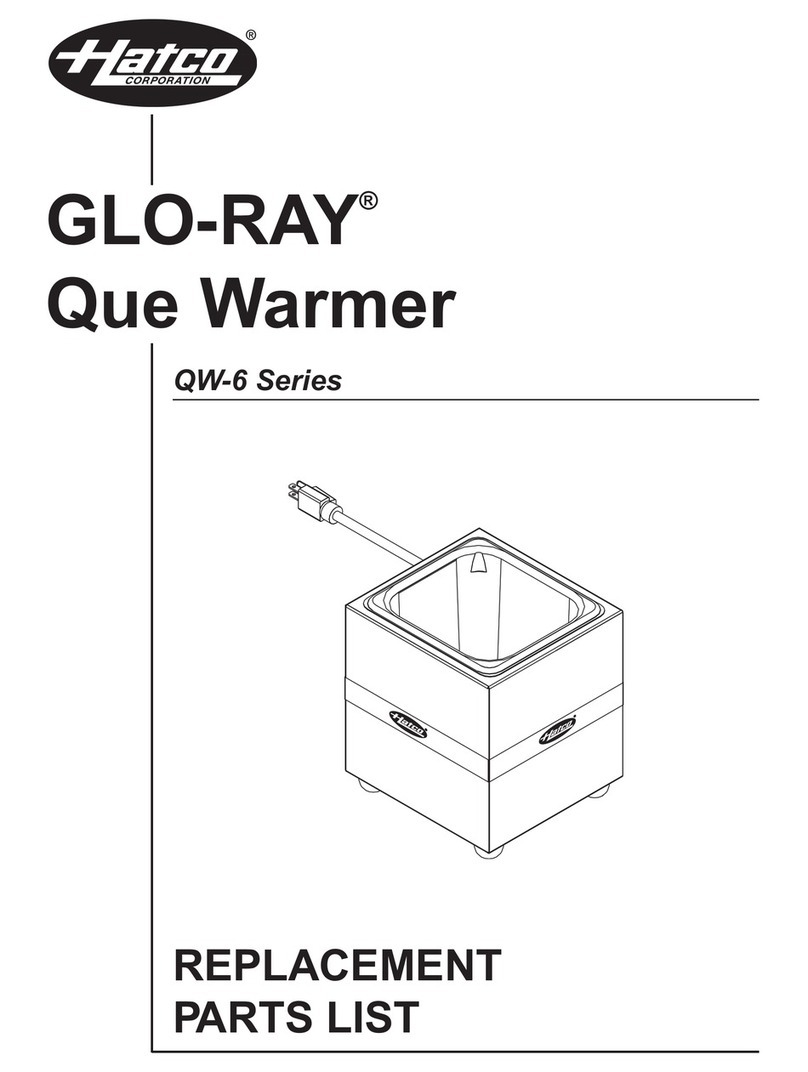Hatco GLO-RAY QW-6 Series Replacement parts list