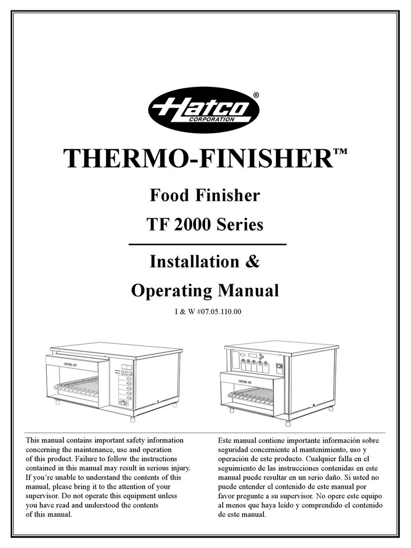 Hatco THERMO-FINISHER TF-2005 Installation & operating manual