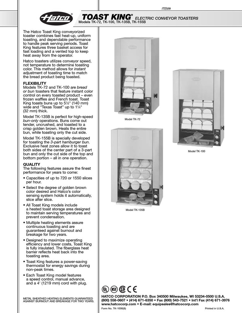 Hatco TOAST KING TK-100 User manual