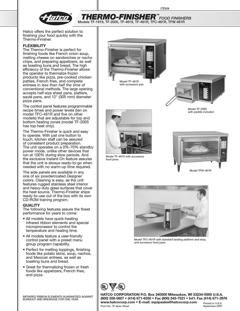 Hatco Thermo-Finisher TF-1919 Specification sheet
