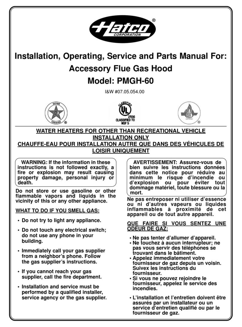 Hatco PMGH-60 Installation, operating, service and parts manual