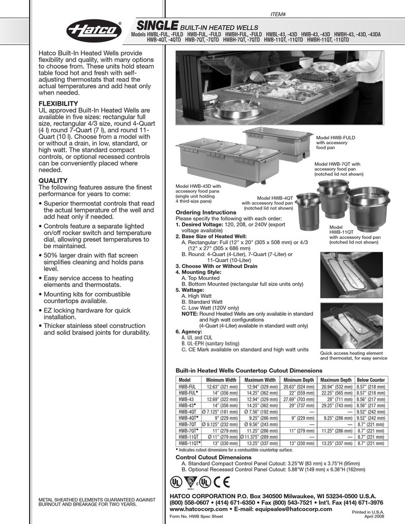Hatco HWBL-FUL User manual