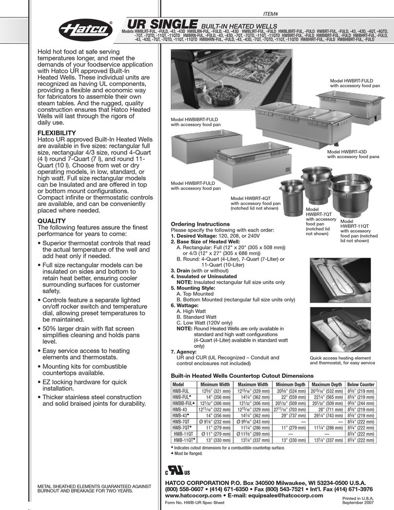 Hatco HWB-FUL User manual