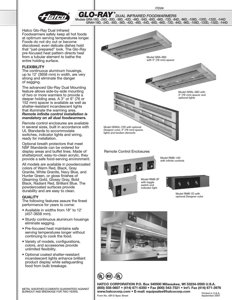 Hatco Glo-Ray GRA-108D User manual