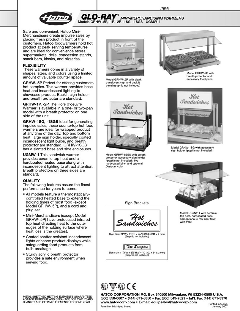 Hatco Glo-Ray GRHW-.5P User manual