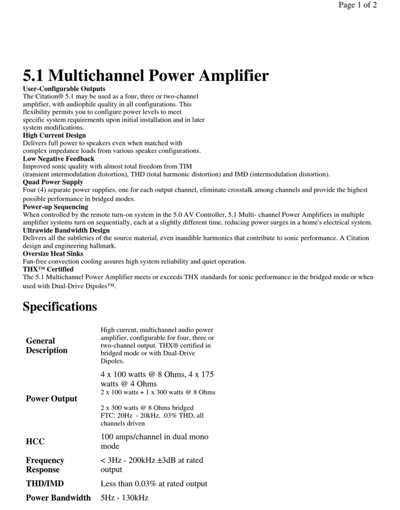 Harman Kardon CITATION 5.1 Specifications