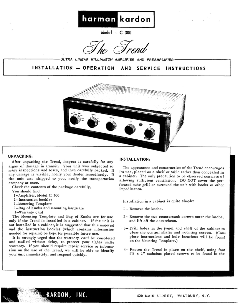 Harman Kardon The Trend C 300 Installation, operation and service instructions