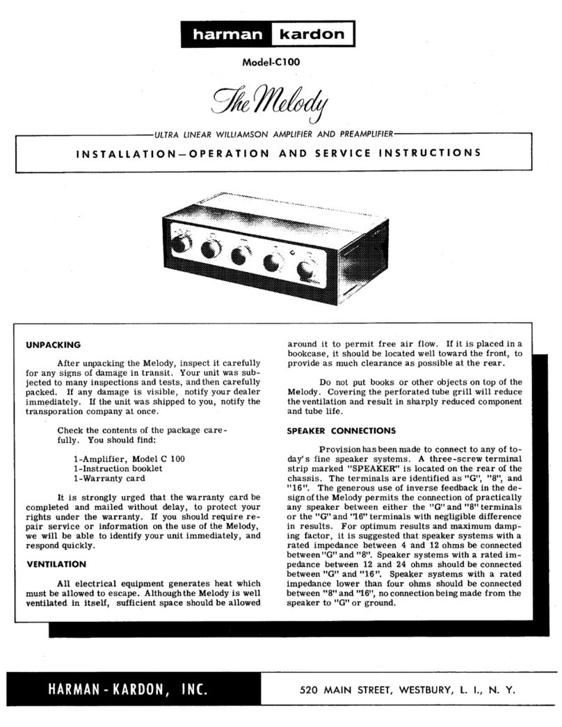 Harman Kardon The Melody C100 Installation, operation and service instructions