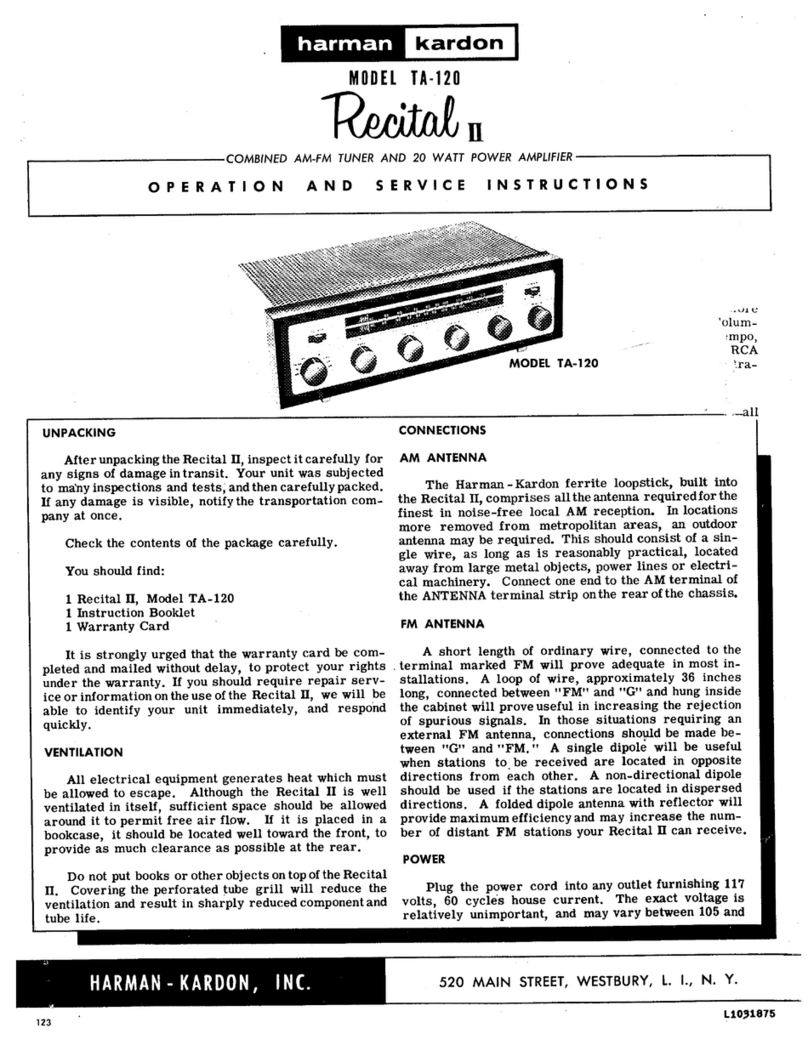 Harman Kardon TA-120 Operation and service instructions