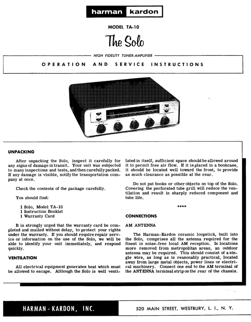 Harman Kardon TA-10 Operation manual