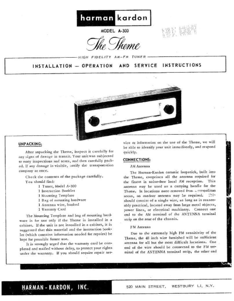 Harman Kardon The Theme A-300 Installation, operation and service instructions