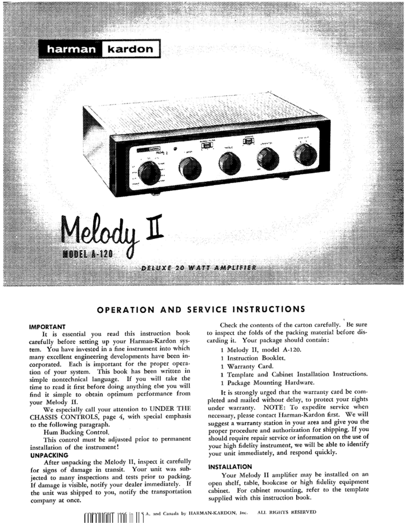 Harman Kardon MELODY II A-120 Operation and service instructions