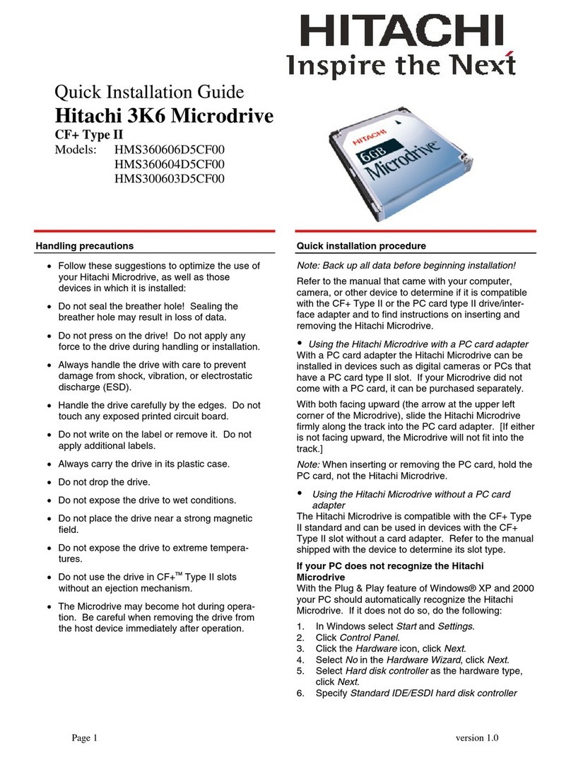 Hitachi Microdrive 3K6 User manual Hitachi Microdrive 3K6 User manual