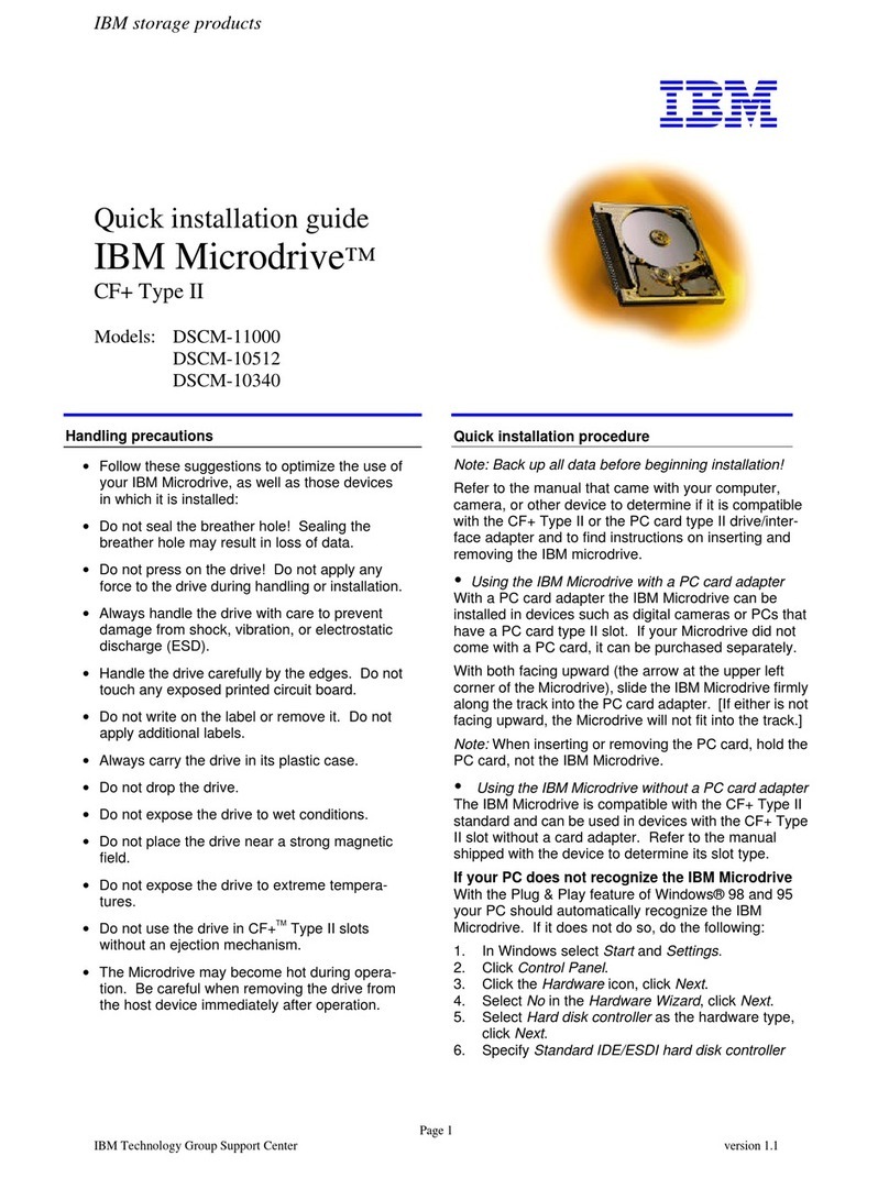 IBM 1 GB Microdrive Storage Card User manual