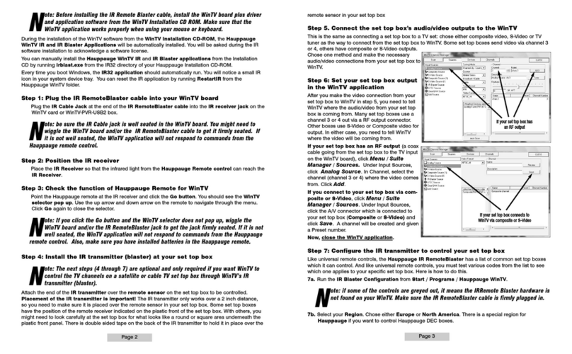 Hauppauge IR RemoteBlaster install guide Hauppauge IR RemoteBlaster install guide