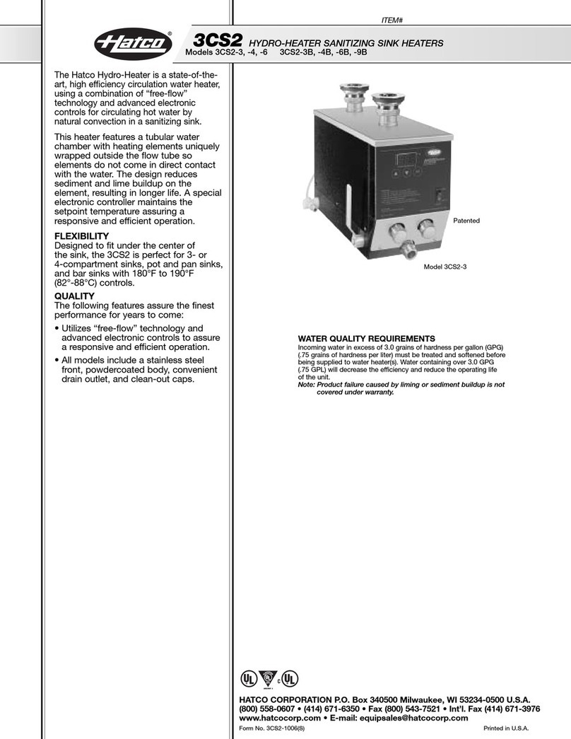 Hatco HYDRO-HEATER 3CS2-3 User manual