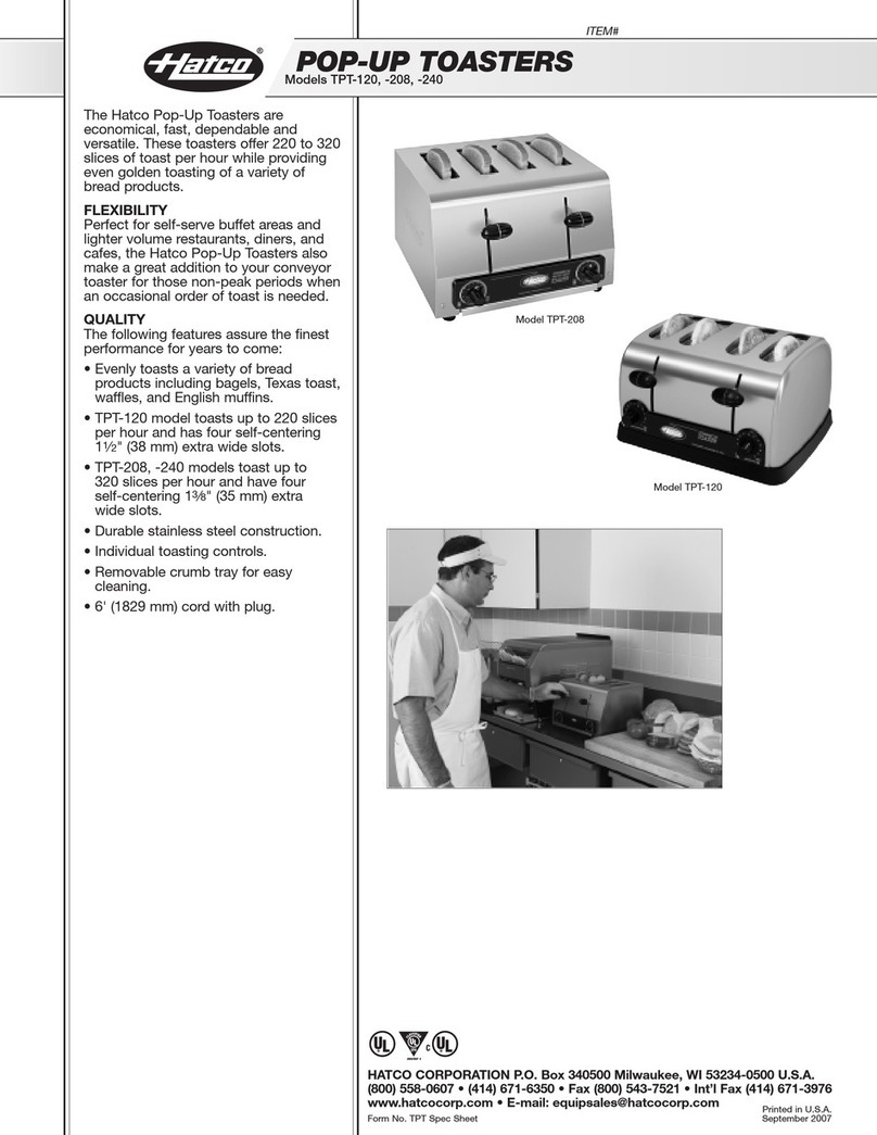 Hatco TPT-120 TPT-208 User manual