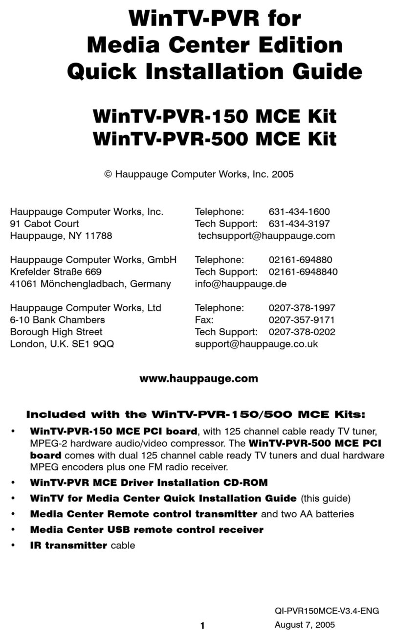 Hauppauge WinTV-PVR-150 Kit User manual