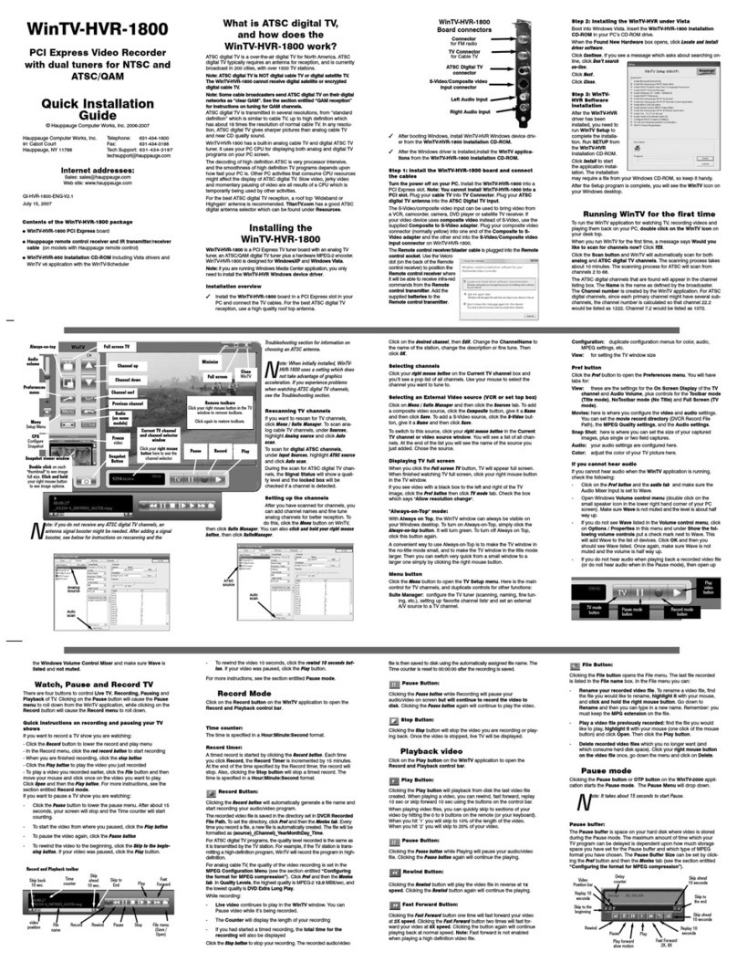 Hauppauge WinTV-HVR-1800 Quick installation guide