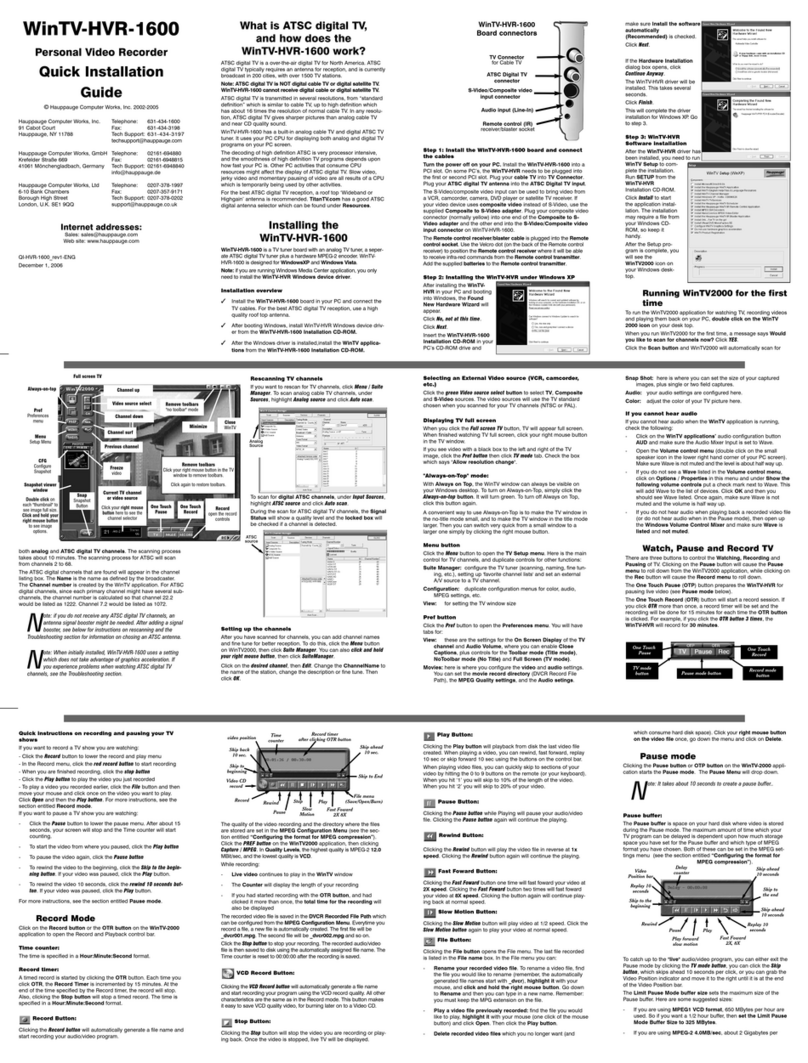 Hauppauge WinTV-HVR-1600 User manual